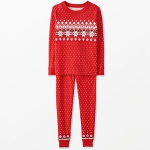 Hanna Andersson Ribbon Red Fairisle Pajama Set | Size 6-7 | Boys or Girls